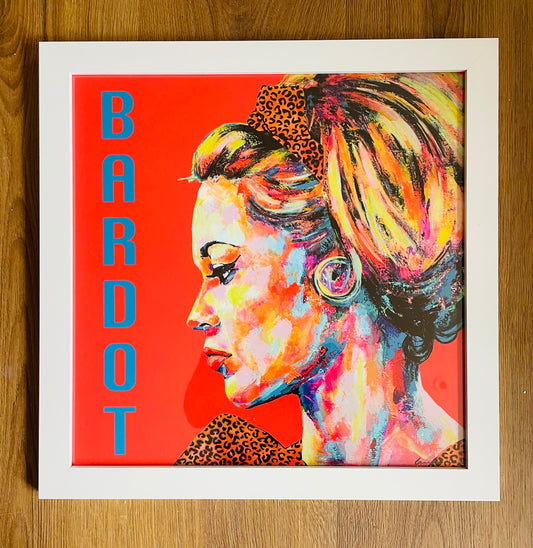 ART IN THE PARK - FRAMED BARDOT POP ART PRINT IN RED