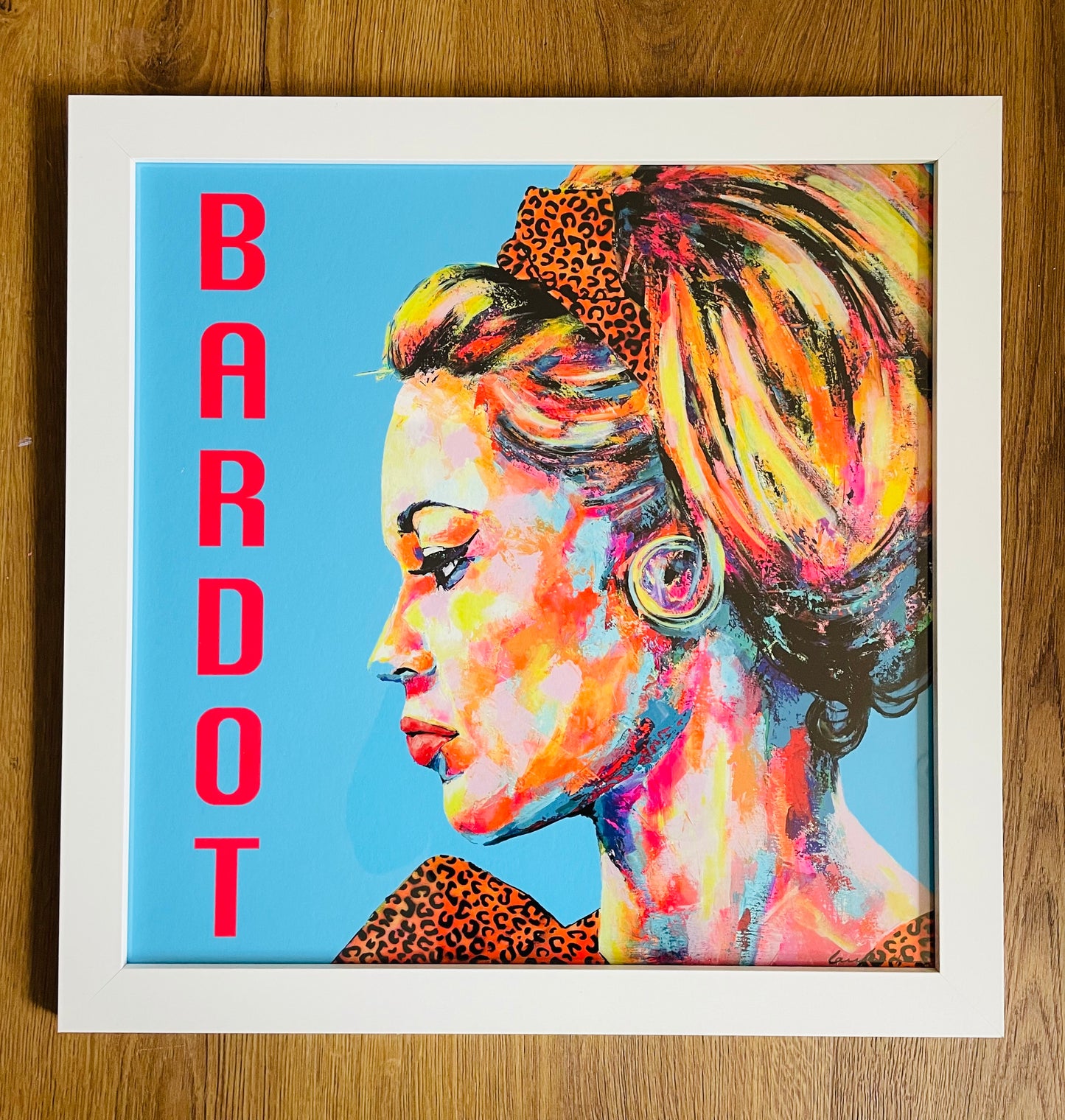 ART IN THE PARK - FRAMED BARDOT POP ART PRINT IN SKY